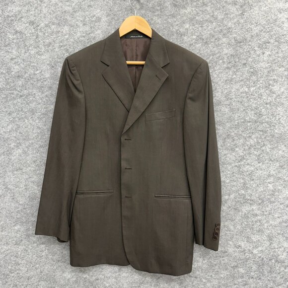 Faconnable Blazer Jacket Mens 3 Button Wool Single Breasted Vented Italy Brown